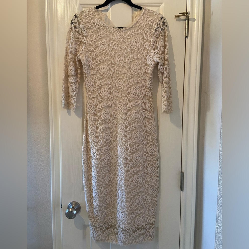 Black Swan Lace Dress 3/4 Length Sleeves Size M